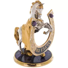 Statuette on charoite "Horse with a horseshoe. For luck" Zlatoust