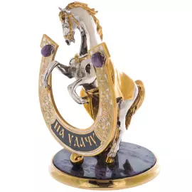 Statuette on charoite "Horse with a horseshoe. For luck" Zlatoust