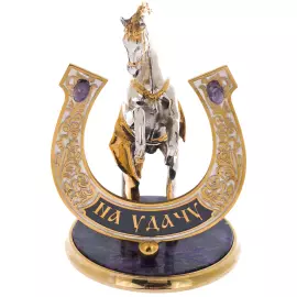 Statuette on charoite "Horse with a horseshoe. For luck" Zlatoust