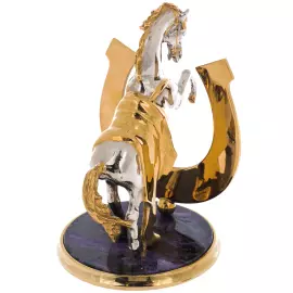 Statuette on charoite "Horse with a horseshoe. For luck" Zlatoust