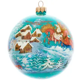 Ёлочный шар "Катания на санях", Палех Ёлочный шар "Катания на санях", Палех