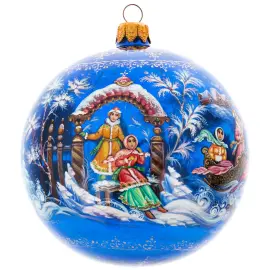 Ёлочный шар "Дед Мороз и Снегурочка", Палех Ёлочный шар "Дед Мороз и Снегурочка", Палех