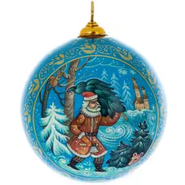 Деревянный елочный шар ручной работы "Сказки у костра"