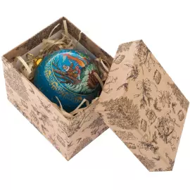 Деревянный елочный шар ручной работы "Сказки у костра"