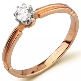 Кольцо из красного золота с бриллиантом