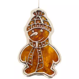 Набор елочных украшений из янтаря в подарочном футляре