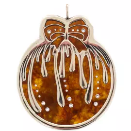 Набор елочных украшений из янтаря в подарочном футляре