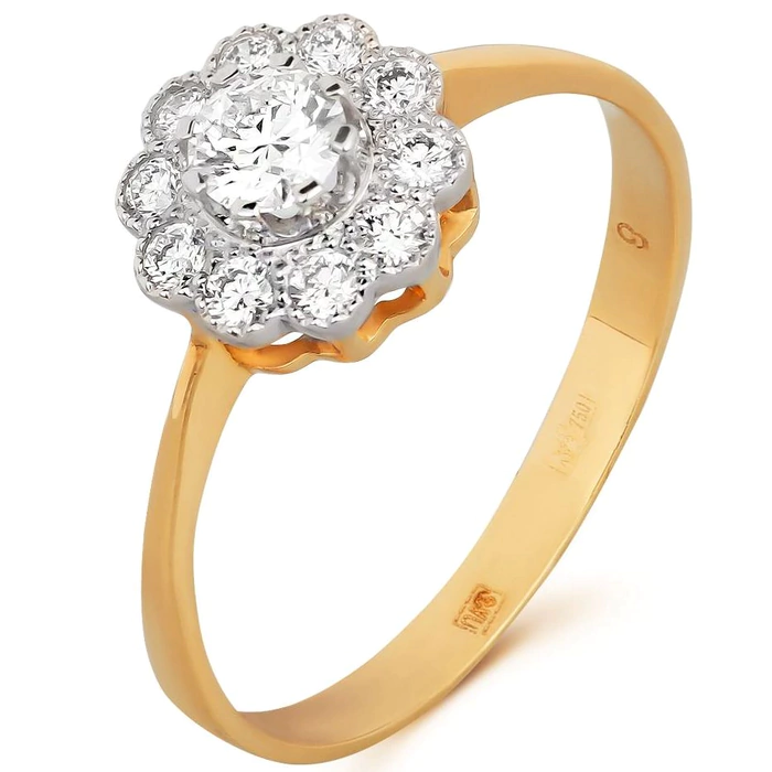 Yellow gold ring with diamonds