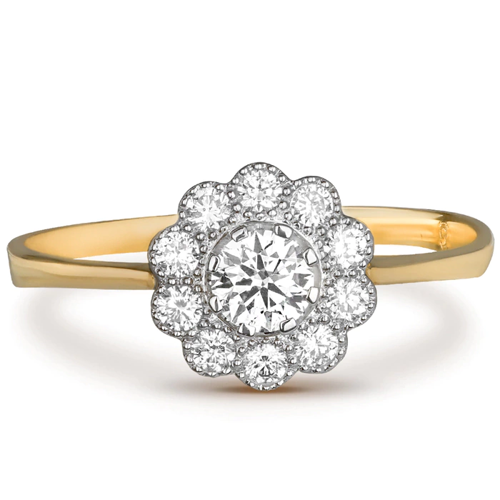 Yellow gold ring with diamonds