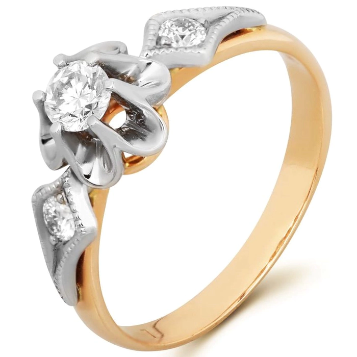 Red gold ring with diamonds