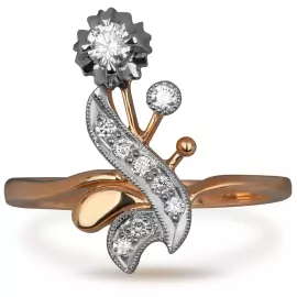 Кольцо из красного золота с бриллиантами