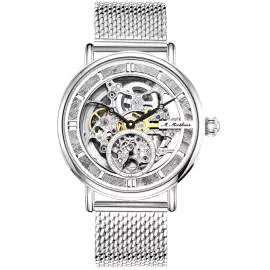 Наручные механические часы с автоподзаводом Lincor Cosmos "Метеорит" серебристые