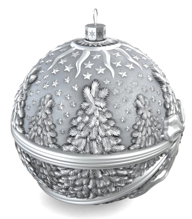 Set of 6 silver Christmas balls "New Year"