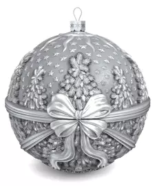 Set of 6 silver Christmas balls "New Year"