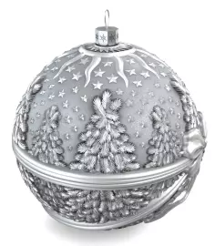 Set of 6 silver Christmas tree balls "New Year patterns"