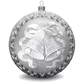 Set of 6 silver Christmas balls "New Year"