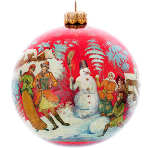 Set of 2 pieces Christmas tree balls "Winter festivities", Palekh
