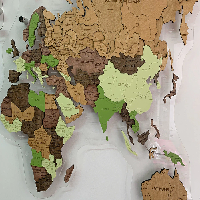 World map, multi-level 3D "Avocado", custom made