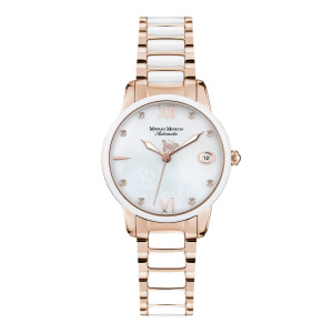 Mikhail Moskvin "Elegance" self-winding mechanical wristwatch in white with a gold strap