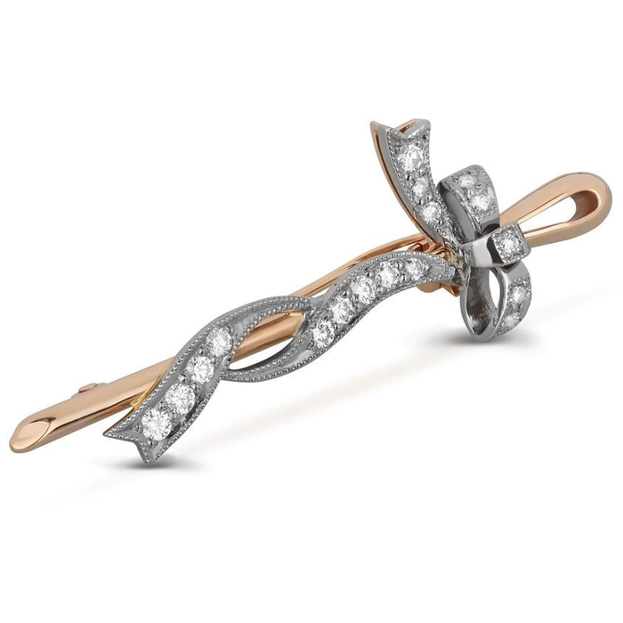 Red gold brooch with diamonds