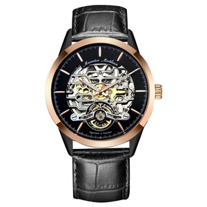 Mikhail Moskvin "Elegance" self-winding mechanical wristwatch in black and gold with a black strap