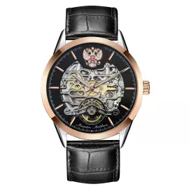 Наручные механические часы с автоподзаводом Mikhail Moskvin "Elegance" черно-золотистые с черным ремешком