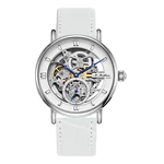 Mikhail Moskvin "Elegance" self-winding mechanical wristwatch in silver with a white strap