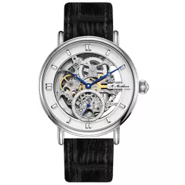 Наручные механические часы с автоподзаводом Mikhail Moskvin "Elegance" серебристые с черным ремешком