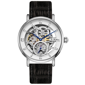 Mikhail Moskvin "Elegance" self-winding Mechanical Wristwatch in silver with Black Strap