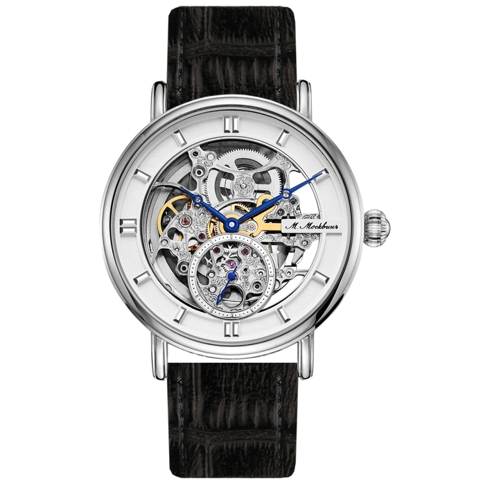 Mikhail Moskvin "Elegance" self-winding Mechanical Wristwatch in silver with Black Strap