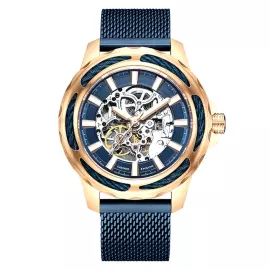 Наручные механические часы с автоподзаводом Mikhail Moskvin "Elegance" золотистые с синим ремешком
