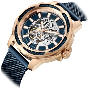 Mikhail Moskvin "Elegance" self-winding mechanical wristwatch in gold with a blue strap