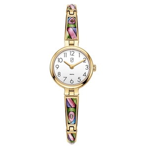 Lincor Flora Gold Enamel Quartz Wrist Watch