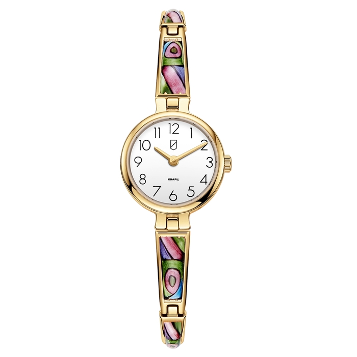 Lincor Flora Gold Enamel Quartz Wrist Watch