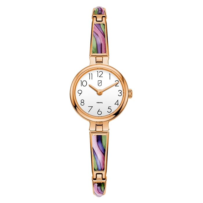 Lincor Flora Gold Enamel Quartz Wrist Watch