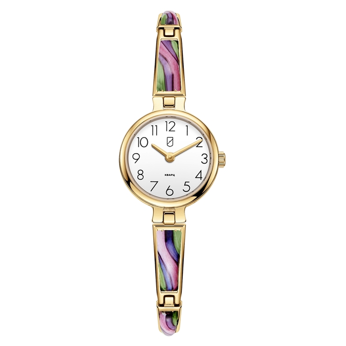 Lincor Flora Gold Enamel Quartz Wrist Watch