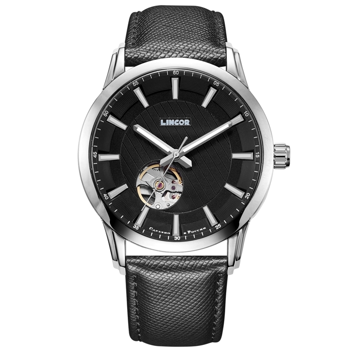 Lincor Self-winding Mechanical Wristwatch with Black Strap