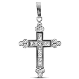 Подвеска-крест из белого золота с бриллиантами