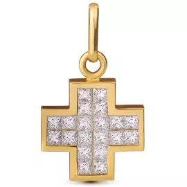 Подвеска-крест из желтого золота с бриллиантами