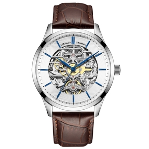 Mikhail Moskvin "Elegance" self-winding Mechanical Wristwatch, silver with brown strap