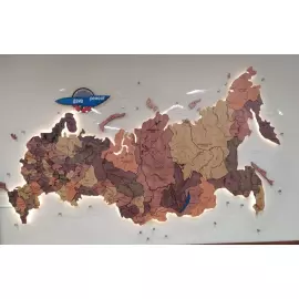 Corporate world map made of precious wood 3D to order