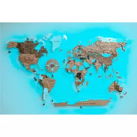 Corporate world map made of precious wood 3D to order