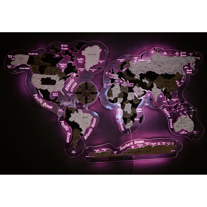 Corporate world map made of precious wood 3D to order