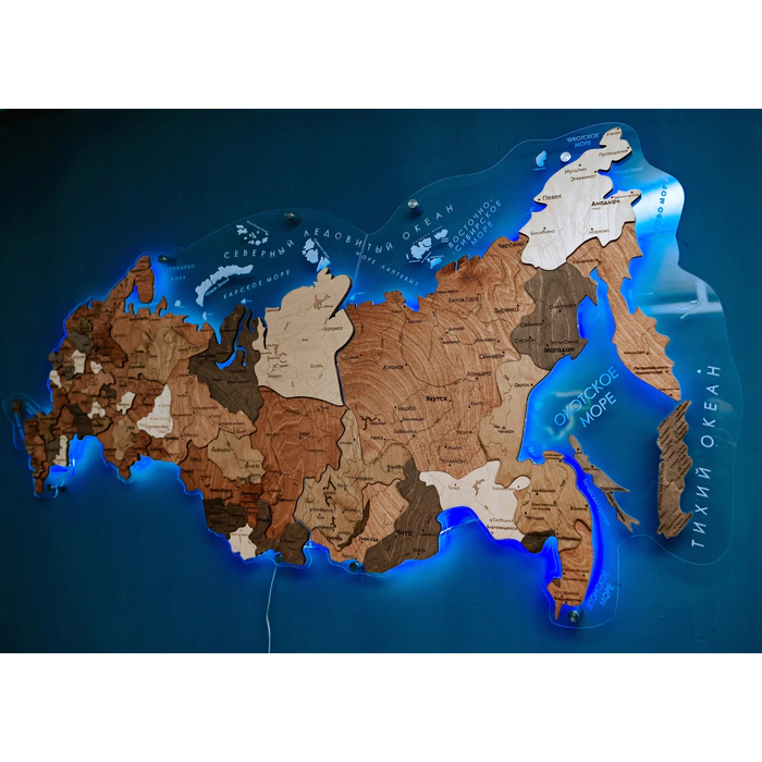 Corporate world map made of precious wood 3D to order
