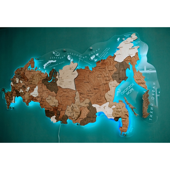Corporate world map made of precious wood 3D to order