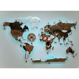 Corporate world map made of precious wood 3D to order