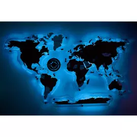 Corporate world map made of precious wood 3D to order