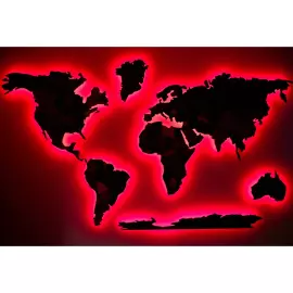 Corporate world map made of precious wood 3D to order