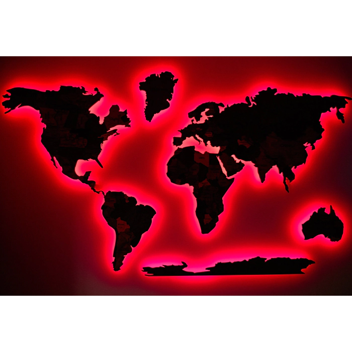 Corporate world map made of precious wood 3D to order