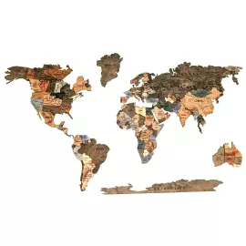 Corporate world map made of precious wood 3D to order